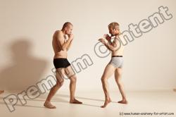 Underwear Martial art Man - Man White Moving poses Athletic Short Blond Dynamic poses Academic